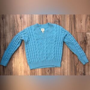 Preppy Academia School Girl Sweater XL Light Blue Cable Knit Sweater Capsule